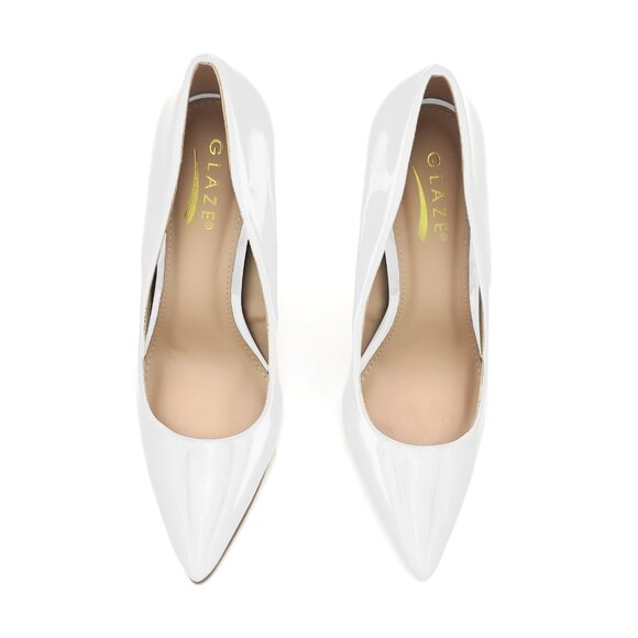 LURNYET WHITE PATENT Women Pointed-Toe Pumps with Stiletto 4 inch Heels - Picture 5 of 5